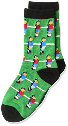K. Bell Boys' Big Fun Novelty Crew Socks, Green (Foosball), Shoe Size: 7.5-13