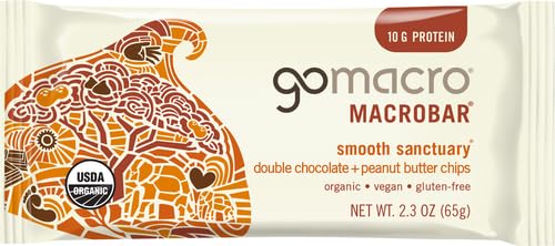 GOMACRO MACROBAR, DOUBLE CHOCOLATE PEANUT BUTTER CHIPS, 2.3 OUNCE