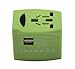 Worldwide Travel Adapter & Charger by Baer, 2 USB Super Fast Charging Ports, Universal Outlet, International Standard Cell Phone/Computer/Laptop/Tablet/GPS Chargers, For USA UK EU AUS w/ FREE pouch