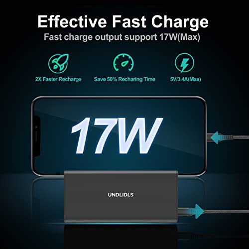 Undlidls Power Bank, 15W USB C Schnelles Aufladen 20000mAh Externer Akku, DREI 3.4A-Ausgänge Handy Powerbank mit Taschenlampe Kompatibel für Phone 13 Samsung Galaxy S20 Huawei Xiaomi Android mehr