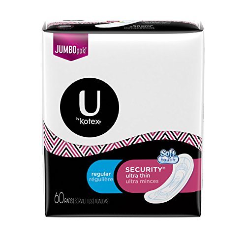 U by Kotex Security Ultra Thin, Regular, Unscented, 60 Count