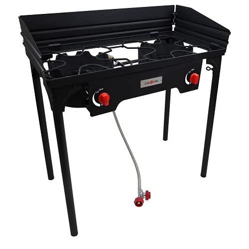 Gas One Two Burner Propane Camp Stove, Two 75,000BTU Cast Iron Burners
