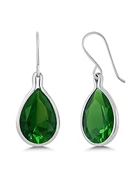 16.50 ct forma de pera verde simulado esmeralda 925 plata esterlina Dangle Earrings