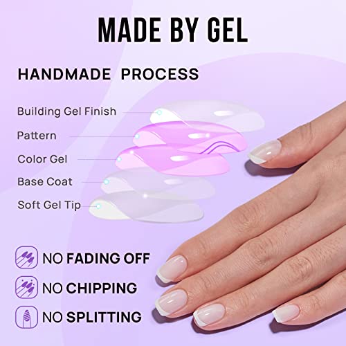 BTArtbox Press On Nails - White French Tip Press on Nails Square, Glue On Nails for Wedding Gift, Supremely Fit & Natural Stick On Nails in 15 Sizes - 30 Fake Nails Kit, Classic French - Image 5