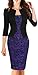 HOMEYEE Women's Vintage Colorblock Business Pencil Dress B237 (M, Black Purple)