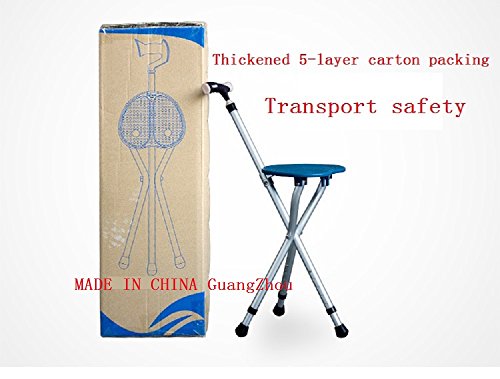 Folding Cane Seat 441 lbs Capacity Thick Aluminum Alloy Cane Stool Crutch Chair Seat 3 Legs Cane Seats Highly Adjustable Walking Stick Tall Unisex for Elderly Brown