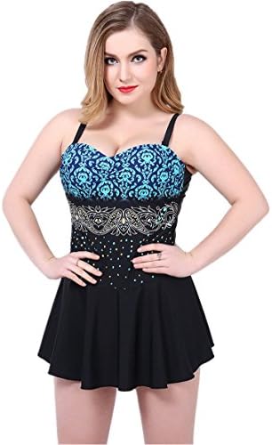 EStory Women's Tie Back Cover Up One Piece Swimsuit Tankini Beachwear Blue - L