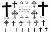 Cross Temporary Tattoos Letters Waterproof Tattoo Stickers Cross Hexagram Fake Tattoo