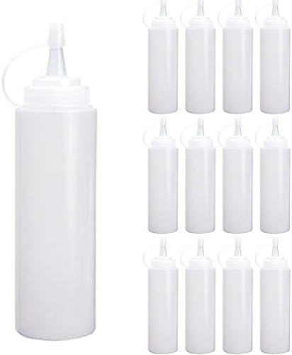 Goodservice4y Plastic Bottle Dressing Squeeze 8-oz/12-oz/16-oz/24-oz (12PCS 8oz Clear)