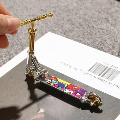 Gold Mini Two Wheel Toys Tiny Fingerboard Scooters, Mini Finger Skateboards Toy, Finger Scooter Fingertip Movement Skateboard for Finger Training Play Vehicles Finger Boards and Finger Bikes
