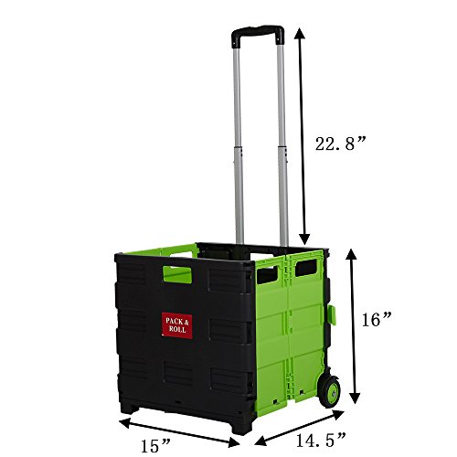 Livebest Foldable Multi-function Rolling Shopping Cart Two-wheeled Hand Utility Cart with Collapsible Handle(Red,Green) - Thumbnail 2