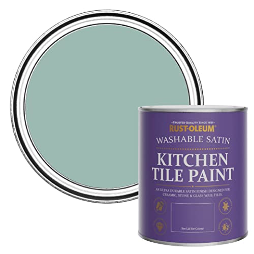 Rust-Oleum Blue water resistant Kitchen Tile Paint in Satin Finish - Coastal Blue 750ml
