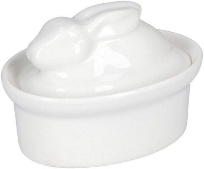 la Porcellana Terrine Casserole Rabbit Lid cm 10X7, Porcelain, White, 10 x 7 x 8 cm