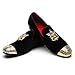 Men Genuine Leather Mens Metallic Textured Slip-on Glitter Loafers Shoes, Black/01, 9.5 US