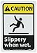 NMC CGA14R Caution - Slippery when wet. – 7 in. x 10 in. Plastic Caution Signage with Graphic, Black/White Text on Yellow/Black Base
