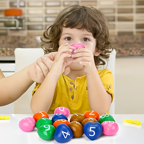 LOVESTOWN Math Stress Balls, 15PCS Multicolor Heart Shaped Balls Stress Relief Toys Squeeze Balls for Preschool Education Arithmetic Addition Subtraction Multiplication and Division