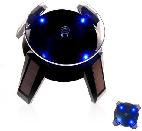 LED light with solar rotation type figure stand! ! Solar small turntable! Collection for display rotation stage (black) [Cat Hand] (japan import)