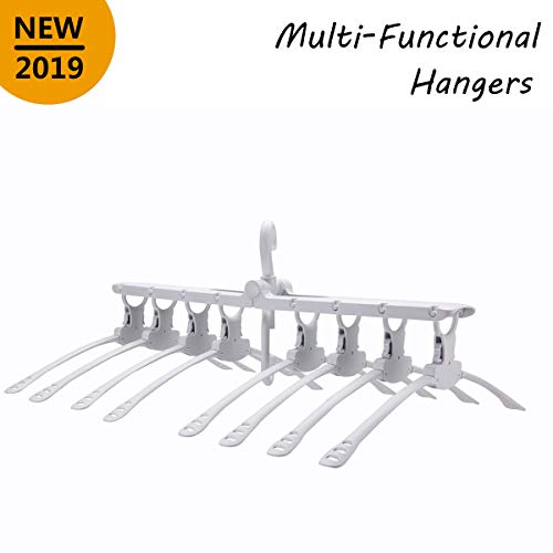 Gemazon Collection Magic Multi Folding Clothes Hangers - Non Slip Plastic Drying Rack, Space Saving with 360 Degree Swivel Hook  - Thumbnail 6