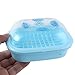 uxcell Plastic Clear Cover Bathroom Soap Box Holder Case Container Blue