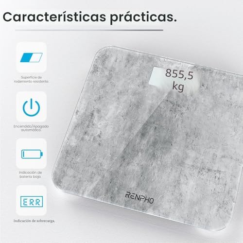 Peso Baño, Alta Precisión, Pantalla LED, Tecnología Step-On