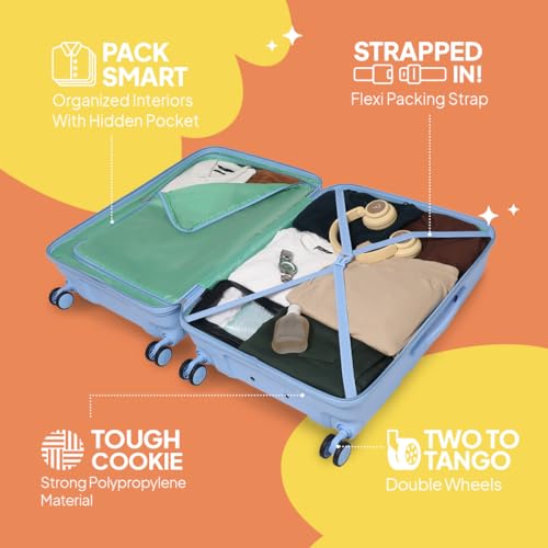American Tourister Polypropylene (pp) Instavibe 68 Cm Spinner Trolley Bag for Travel Medium Suitcase with Mounted TSA Lock,Flexi Packing Straps,and Side Hooks for Men & Women - Sky Blue,Hard 3