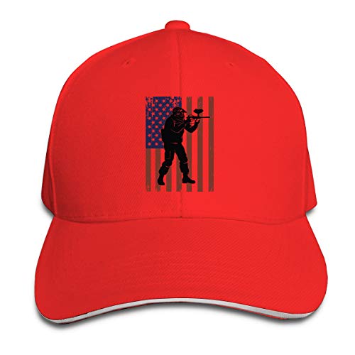 Unisex Paintball USA Flag Fashion Peaked Sandwich Hat Sports Adjustable Baseball Cap