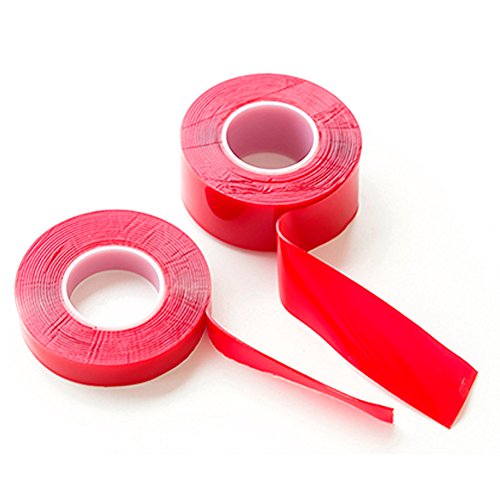 Tubwair 2Pcs Transparent Double Sided Tape 15mm and 3mm Wide Waterproof Mounting Tape Rolls Household Wall Hangings Adhesive Sticker Glue Tapes Automotive Grade Number Plates Cars Trims(15mmx3m,Red) - Thumbnail 7