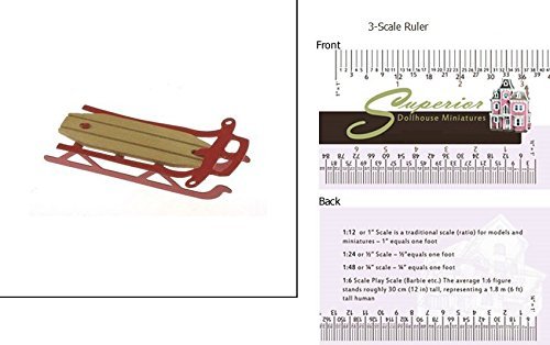 International Miniatures Dollhouse Miniature Red Flyer Sled by