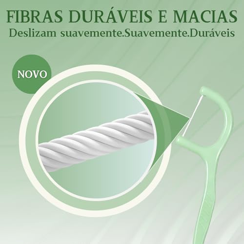 GODREAM Fio Dental com Haste 2 em 1, Kit com 200 Unidades para Limpeza Bucal Profunda, Macio e Resistente, Fácil de Usar, Palitos Interdental, Ideal para Viagens e Uso Diário, Menta