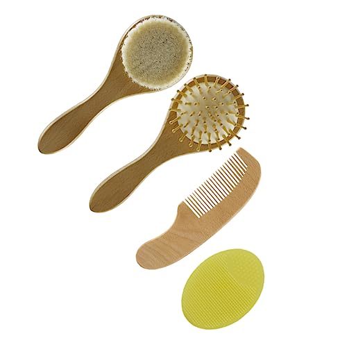 Baluue 1Set Handheld Bath Brush Wool Comb Shower Grooming Kit for Gentle Cleaning Scalp Care Lightweight for Sensitive Skin