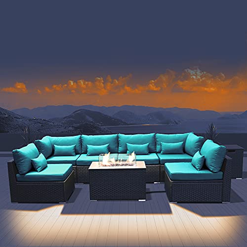 Modenzi Patio Furniture Outdoor Sectional with Propane Fire Pit Table