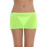 LinvMe Women's Sexy See Through Sheer Micro Mini Thight Skirt