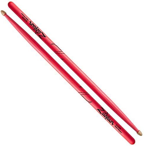 Zildjian Z5AACDGP 5A Hickory Drumsticks - Wood Acorn Tip - Neon Pink - Image 3