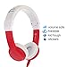 ONANOFF BuddyPhones Explore Foldable, Volume-Limiting Kids Foldable Headphones with Travel Bag, Built-in Audio Sharing Cable with Mic, Compatible with Fire, iPad, iPhone, and Android Devices, Red