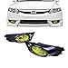 IKON MOTORSPORTS Lights Compatible With 2009-2011 Honda Civic, 4Dr Sedan Yellow Lens Fog Lights Lamps Kit RH LH, 2010