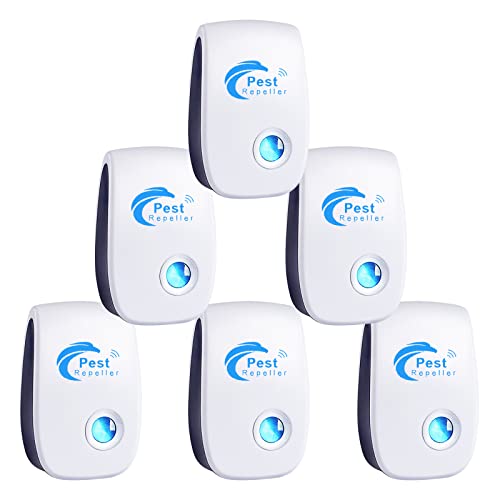 Ultrasonic Mosquito Repeller, 6 Pack Electronic Mosquito Repellent Pest Control, Ultrasonic Pest Repeller for Anti Mosquito, Flies, Mice, Cockroaches, Spiders, Rodents