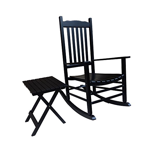 Rocking Rocker S001BK Black Porch Rocker with Side Table Set of 2