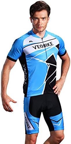 Veobike Dynamic Man Cycling Racing Wear Short Suit Short Sleeve Shirt Jacket with Gel Padded Shorts Short Pants