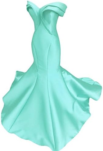 Lianai Women's Off Shoulder Mermaid Formal Prom Evening Dress Satin Cap Sleeve Party Gowns Tifanny,10