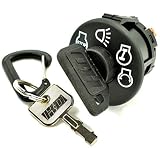 HD Switch Ignition Starter Switch Replaces Craftsman for Riding Lawn Mower Tractor - 4 Position with Headlight Control, 7 Terminal Includes 1 Umbrella & 1 Steel Key & Free Carabiner