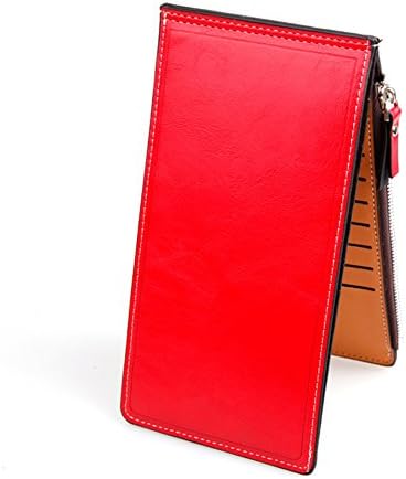 Leather Slim Multi Card Organizer Wallet,Zipper Pocket Purse by Rekukos (Red)