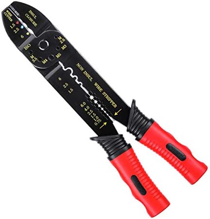 Wire Stripper Plier,5 in 1 Multifunctional Cable Cutter,1.5mm²-6mm² Uninsulated Wire End Pliers 1.5mm²-4.6mm² with Cable Lugs Wire End Ferrules Set Clamping Sleeves Flat Nose Pliers