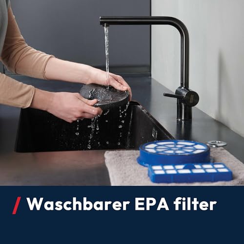 HP1 leistungsstarker Boden-Staubsauger ohne Beutel für Hartboden & Teppich, Sauger leicht & kompakt, EPA-Staubfilter, Parkettdüse, 2L Staubbehälter inkl. Zubehör, 700W, mit Kabel 7,5m
