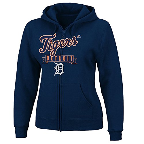 Women's Plus Majestic MLB Fleece Zip Up Hoodie (Plus 3X, Detroit Tigers)