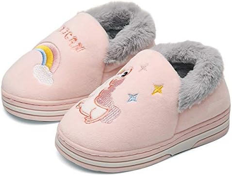 Boys Girls House Slippers Kids Warm Fuzzy Fluffy Home Slippers Indoor Bedroom Shoes