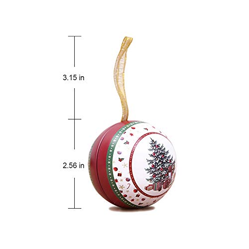 LUCKSTAR 9Pcs Tinplate Round Ball Boxes, Reindeer Santa Tree Hanging Decorations for Show Window,Family Gathering,Office