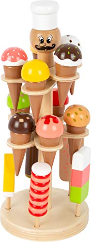 small foot Luigi Gelato, Eisständer beweglich, aus Holz, Zubehör für Kaufmannsladen/Kinderküche, mit 15 Eissorten, 11859, S