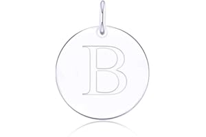LGSY 925 Sterling Silver Mini Initial Disc Round Charm Pendant for Women Jewelry
