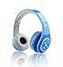 Mokata Kids Headphone Bluetooth Wireless Over Ear Foldable Headset with AUX 3.5mm Jack Cord SD Card Slot, Built-in Mic Microphone for Boys Girls Cell Phones TV PC Game Equipment B06 Blue