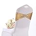 Yetomey 10PCS Chair Sashes Spandex Bow Chair Bands with Buckle Slider Sashes for Wedding Banquet Party Event Decoration (Metallic Gold)